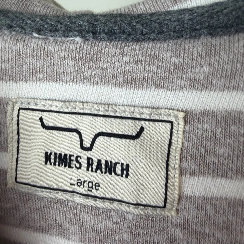 KIMES RANCH Striped Hooded Sleeveless Sweatshirt Taupe White Vest Western Large